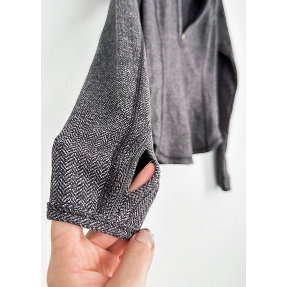 Lululemon Run: U-Turn Pullover Jacket in Herringbone Gray and Black 1/4 Zip - Picture 8 of 11